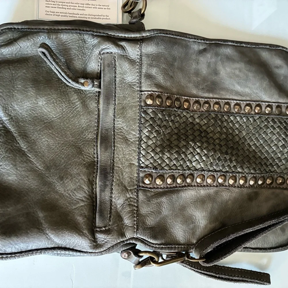 Sundance Italian Leather Studded Crossbody in Olive  Mossy Green NWT - Picture 11 of 11